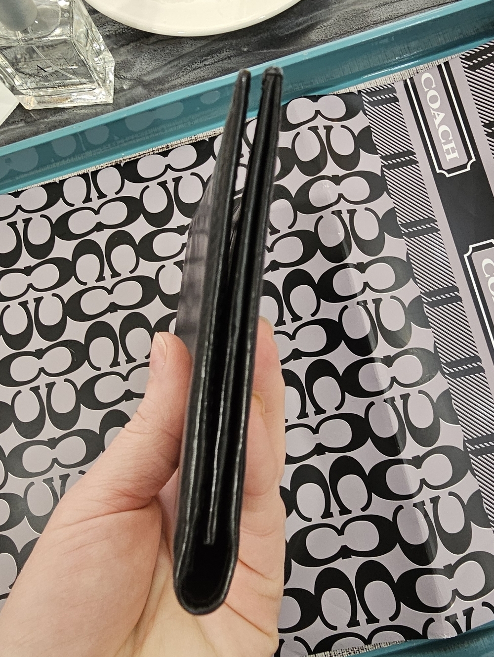 Vintage Celine Paris Black Leather Long Bifold Wallet with RED LINING 😍 - Picture 8 of 12